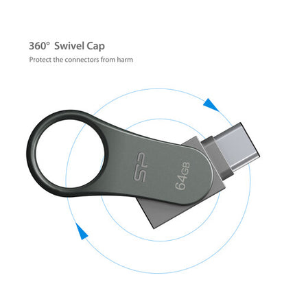 Silicon Power 64GB Pendrive USB 3.0 Tipo A y C Titanium 5 Gb/s