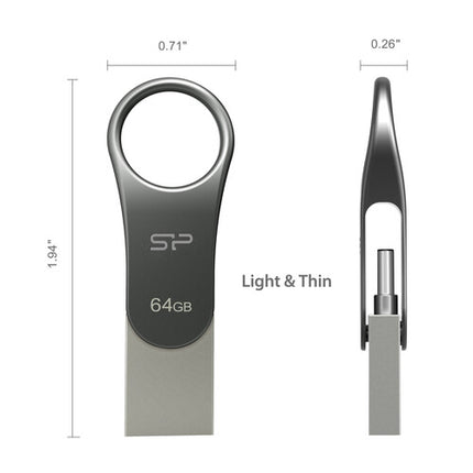 Silicon Power 64GB Pendrive USB 3.0 Tipo A y C Titanium 5 Gb/s
