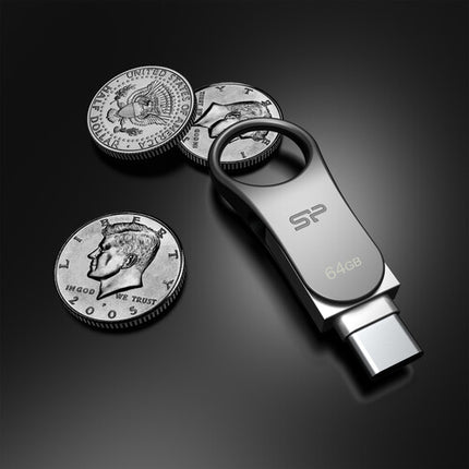 Silicon Power 64GB Pendrive USB 3.0 Tipo A y C Titanium 5 Gb/s