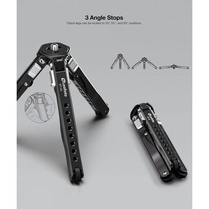 Leofoto MT-04 trípode mini plegable aluminio capacidad 8 kg altura 4-29 cm con bolsa