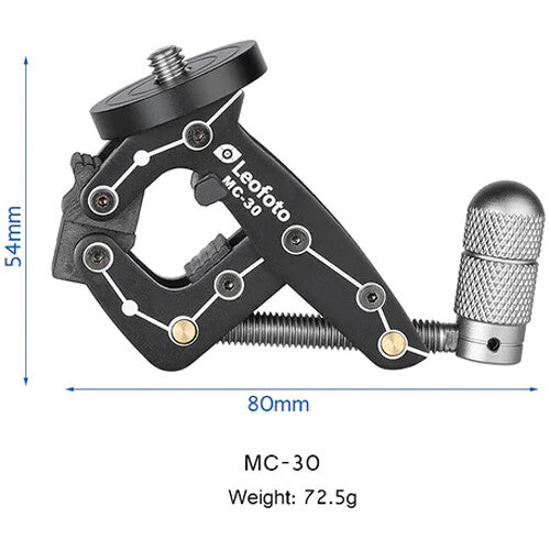 Leofoto MC-30 Soporte Abrazadera para Teléfono Cámara 1.3" Diámetro 1/4"-20