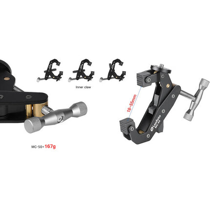 Leofoto MC-50 Soporte Abrazadera para Teléfonos y Cámaras con Montaje 1/4"-20 y Capacidad 2 2"
