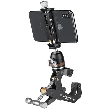 Leofoto MC-50 Soporte Abrazadera para Teléfonos y Cámaras con Montaje 1/4"-20 y Capacidad 2 2"