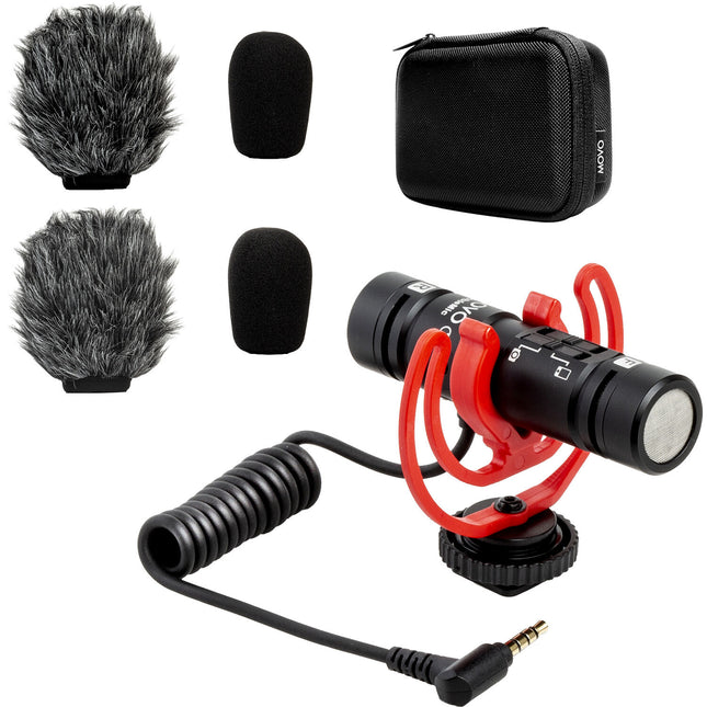 Movo Photo DoubleMic-V2 Micrófono Supercardioide Doble para Video con Rycote Lyre Shockmount y Protectores Antiviento