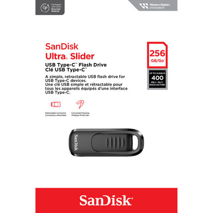 SanDisk 256GB Ultra Slider USB-C 3.2 Gen 1 Unidad Flash 400MB/s