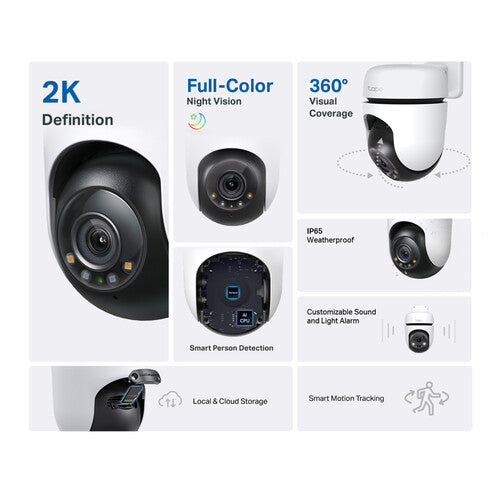 TP-Link Tapo C510W Cámara de Seguridad Wi-Fi 3MP 360° Pan y Tilt IP65
