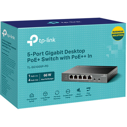 TP-Link TL-SG1005P-PD Conmutador 5 Puertos Gigabit 66W No Gestionado PoE+