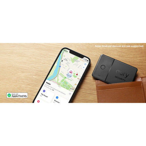 eufy Security SmartTrack Card localizador fino para iPhone Apple con alarma y clip metálico