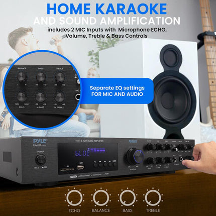 Pyle Home PDA8BU receptor de audio 5.1 Bluetooth lector SD USB
