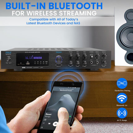 Pyle Home PDA8BU receptor de audio 5.1 Bluetooth lector SD USB