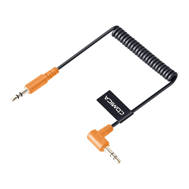 Comica Audio CVM-D-CPX Cable en Espiral 3.5mm TRS para Cámaras con Conexión en Ángulo Recto y Longitud 19.7"