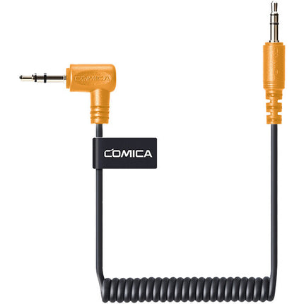Comica Audio CVM-D-CPX Cable en Espiral 3.5mm TRS para Cámaras con Conexión en Ángulo Recto y Longitud 19.7"