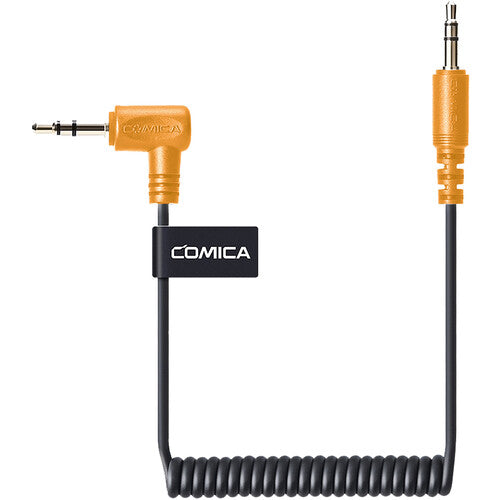 Comica Audio CVM-D-CPX Cable en Espiral 3.5mm TRS para Cámaras con Conexión en Ángulo Recto y Longitud 19.7"