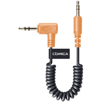 Comica Audio CVM-D-CPX Cable en Espiral 3.5mm TRS para Cámaras con Conexión en Ángulo Recto y Longitud 19.7"