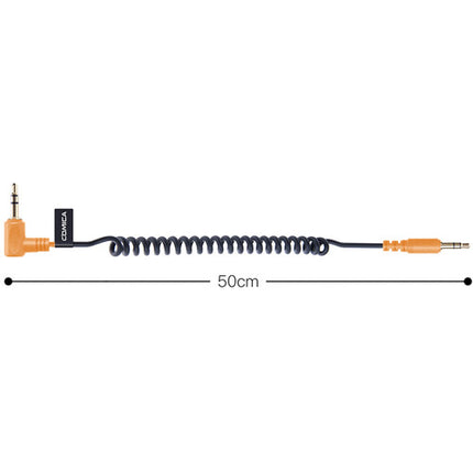 Comica Audio CVM-D-CPX Cable en Espiral 3.5mm TRS para Cámaras con Conexión en Ángulo Recto y Longitud 19.7"