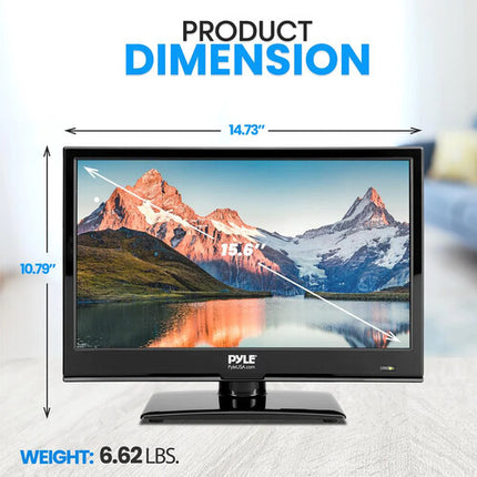 Pyle Home PLTLD16 TV LED 15.6" Full HD 1920x1080 con DVD Antena y Adaptador 12V/24V