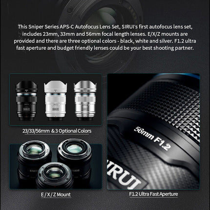 Sirui Sniper 33mm f/1.2 Lente Autofocus Sony E APS-C con Eye Tracking y Estuche