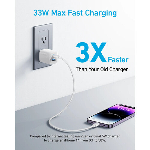 Anker 33W Cargador de Pared 2 Puertos USB-C PD y USB-A Seguro