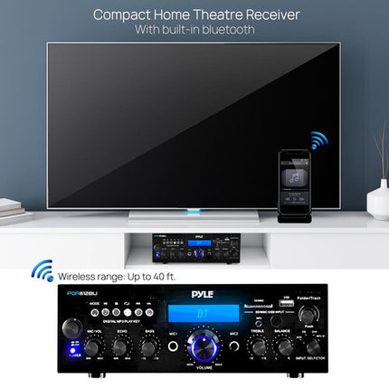 Pyle Pro PDA612BU.5 Receptor Estéreo Bluetooth 200W 2 Canales