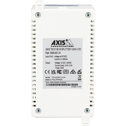 Axis Communications T8127 Splitter 60W 4.5A para instalaciones 12 y 24 VDC