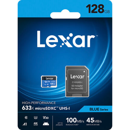 Lexar 128GB microSDXC UHS-I V30 U3 Clase 10 con Adaptador SD