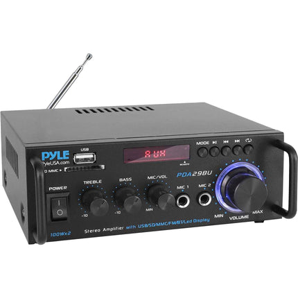 Pyle Home PDA29BU.6 Amplificador Estéreo Compacto 2x100W Bluetooth USB SD