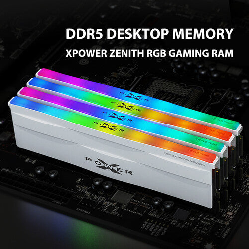 Silicon Power 32GB Zenith RGB DDR5 6000 MT/s Memoria RAM para escritorio 2x16GB Blanca