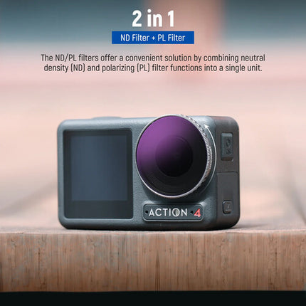 Neewer ND PL Set 4 Filtros ND8 ND16 ND32 ND64 para DJI Osmo Action 4 con Estuche