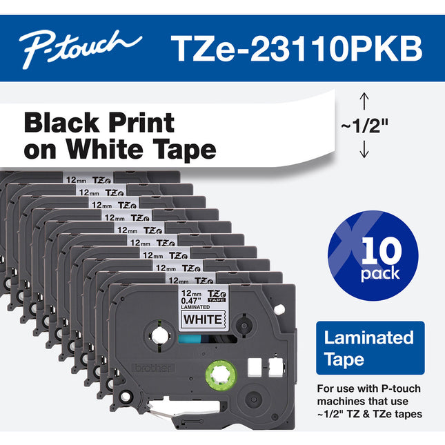 Brother TZe231 Cinta Laminada para Etiquetadoras P-Touch 13mm x 8m 10 Unidades