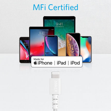 Anker Powerline Select+ cable USB-A a Lightning trenzado 3 pies 480 MB/s blanco