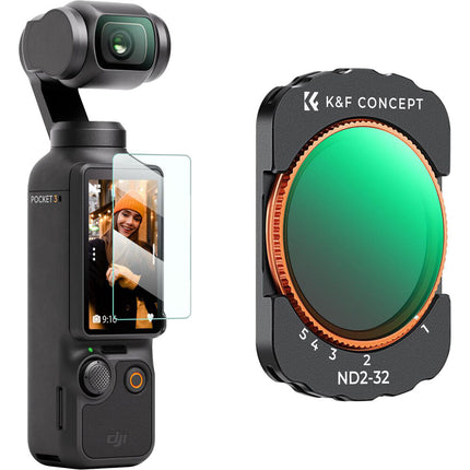 K&F Concept Nano-X Serie Filtro VND2-32 con Recubrimiento Verde para DJI Osmo Pocket 3 Control Luz 1 a 5 Stops