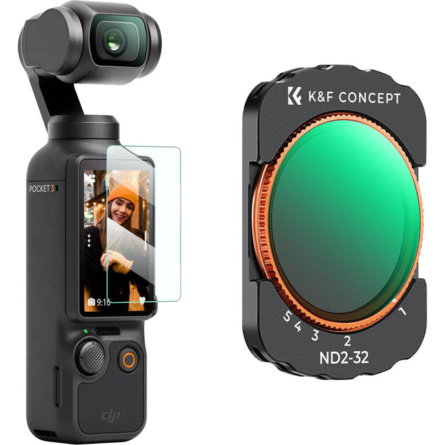 K&F Concept Nano-X Serie Filtro VND2-32 con Recubrimiento Verde para DJI Osmo Pocket 3 Control Luz 1 a 5 Stops