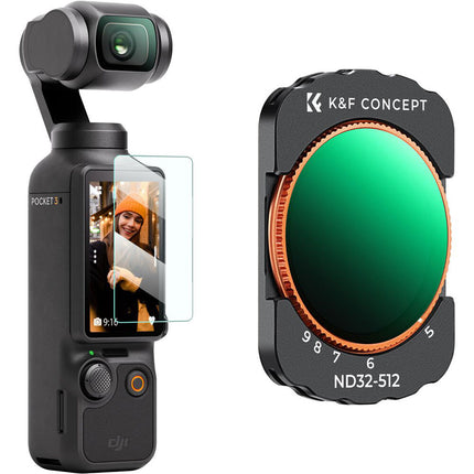 K&F Concept Nano-X Series Filtro VND32-512 para DJI Osmo Pocket 3 Control 5-9 Stops y 28 Capas Nano Recubrimiento