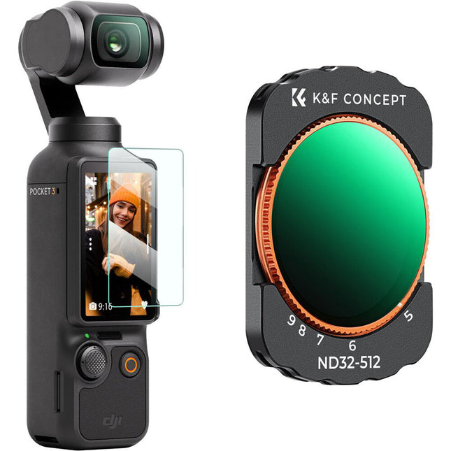 K&F Concept Nano-X Series Filtro VND32-512 para DJI Osmo Pocket 3 Control 5-9 Stops y 28 Capas Nano Recubrimiento