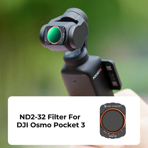 K&F Concept Nano-X Serie Filtro VND2-32 con Recubrimiento Verde para DJI Osmo Pocket 3 Control Luz 1 a 5 Stops