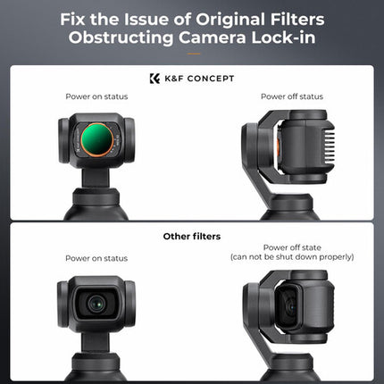 K&F Concept Nano-X Serie Filtro VND2-32 con Recubrimiento Verde para DJI Osmo Pocket 3 Control Luz 1 a 5 Stops