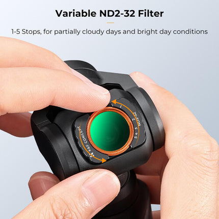 K&F Concept Nano-X Serie Filtro VND2-32 con Recubrimiento Verde para DJI Osmo Pocket 3 Control Luz 1 a 5 Stops