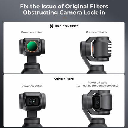 K&F Concept Nano-X Series Filtro VND32-512 para DJI Osmo Pocket 3 Control 5-9 Stops y 28 Capas Nano Recubrimiento
