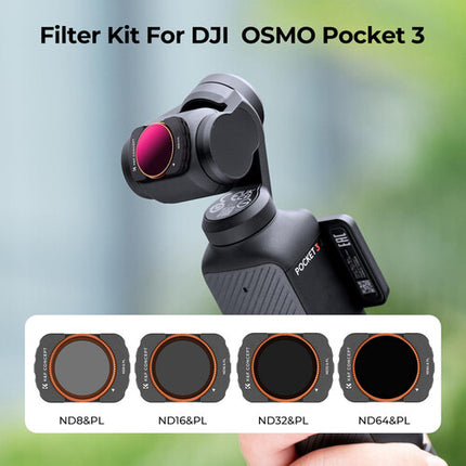 K&F Concept Nano-X Kit de Filtros ND PL para DJI Osmo Pocket 3 con 28 capas nano recubrimiento y vidrio óptico AGC