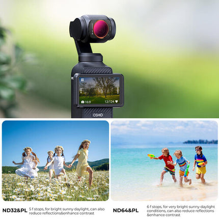 K&F Concept Nano-X Kit de Filtros ND PL para DJI Osmo Pocket 3 con 28 capas nano recubrimiento y vidrio óptico AGC
