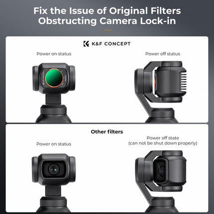 K&F Concept Nano-X Serie Kit Filtro VND para DJI Osmo Pocket 3 Reducción 1-9 Paradas