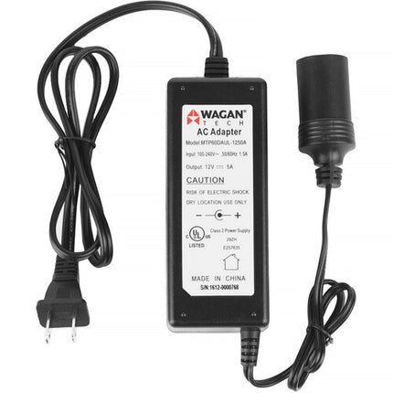 WAGAN Adaptador de corriente 5A 120 VAC a 12 VDC con toma de 3 clavijas