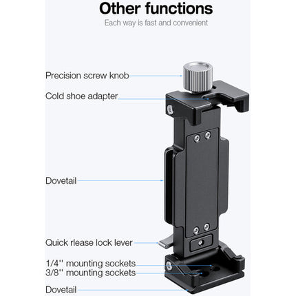 Leofoto PC-120 Soporte portátil para teléfono y tableta Plata 3.5-9.3" Arca compatible