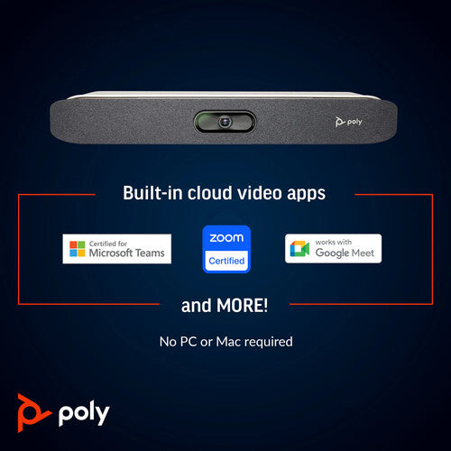 Poly Studio X30 Barra de Vídeo 4K para Salas Pequeñas con Pantalla Táctil 8 Pulgadas y Controlador TC8