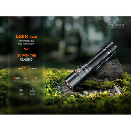 Fenix Linterna Recargable E28R V2 EDC 1700 Lúmenes Batería 3500mAh USB-C