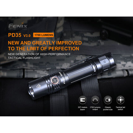 Fenix Flashlight PD35 V3.0 Linterna Verde 1700 Lúmenes Batería 18650 Kit Completo