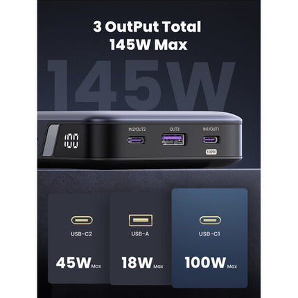 UGREEN Power Bank USB-C 25000mAh 145W carga rápida 3 puertos