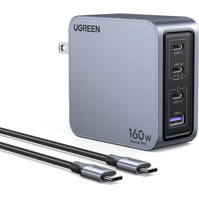 UGREEN Nexode Pro Cargador GaN 160W 4 Puertos USB-C USB-A con Cable