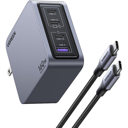UGREEN Nexode Pro Cargador GaN 160W 4 Puertos USB-C USB-A con Cable