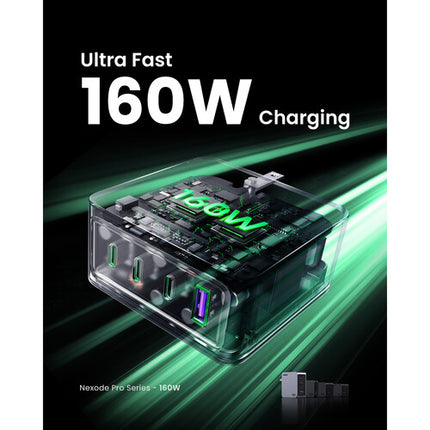 UGREEN Nexode Pro Cargador GaN 160W 4 Puertos USB-C USB-A con Cable